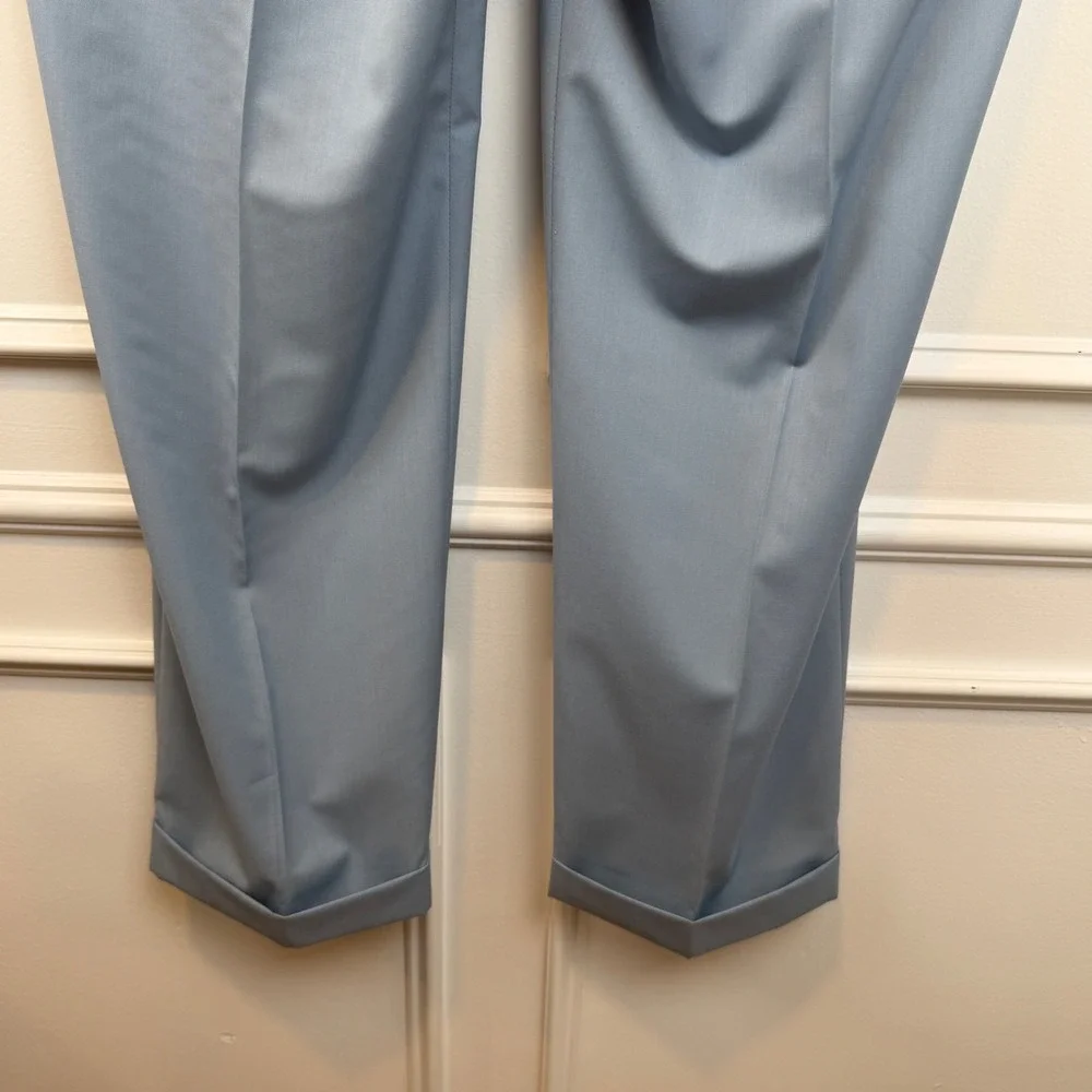 Lauren Ralph Lauren Mens Pleated Dress Pants Blue 43W x 30L‎ Cuffed Trousers